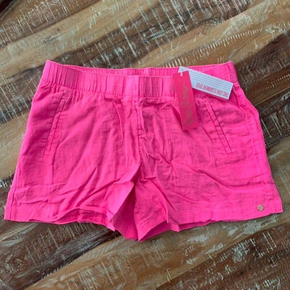 NWT Lilly Pulitzer 4 inch Lilo Linen Shorts Aura Pink - Picture 2 of 2